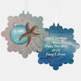 Starfish Beach Christmas Ornament Card