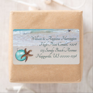 Starfish Beach Christmas Wide Return address label