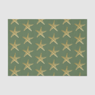 Starfish Beach Coast Christmas Seashell Gold Green Tissue Paper