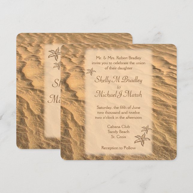 Starfish Beach Destination Wedding  Invitation (Front/Back)