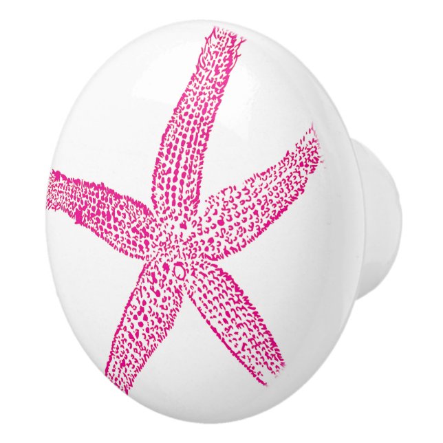 Starfish Beach Hot Pink Girls Nursery Decor Custom Ceramic Knob (Right)