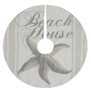 Starfish Beach House Seashore Coastal Brushed Polyester Tree Skirt