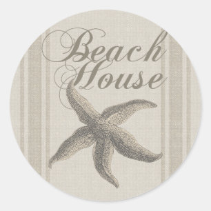 Starfish Beach House Seashore Coastal Classic Round Sticker