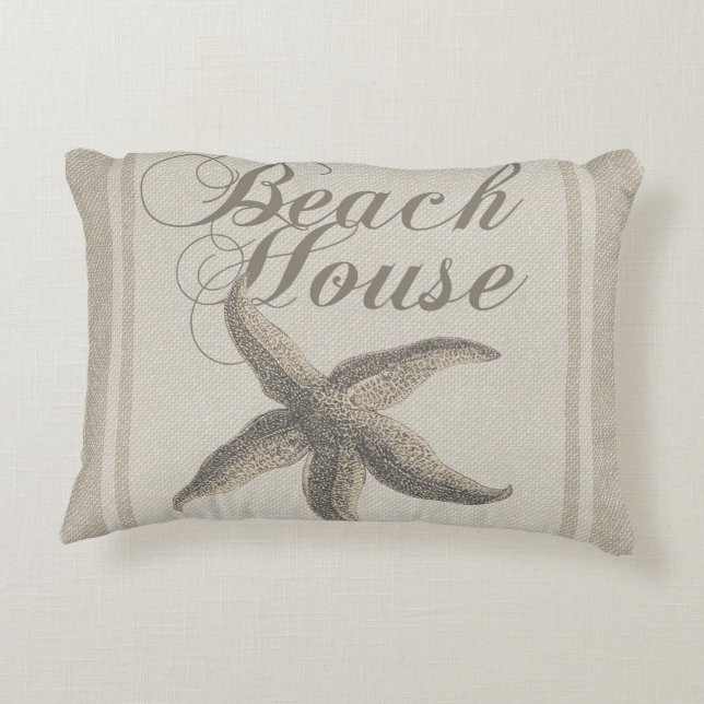 Starfish Beach House Seashore Coastal Decorative Cushion (Back)