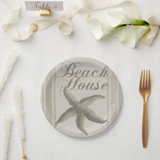 Starfish Beach House Seashore Coastal Paper Plate (Wedding)