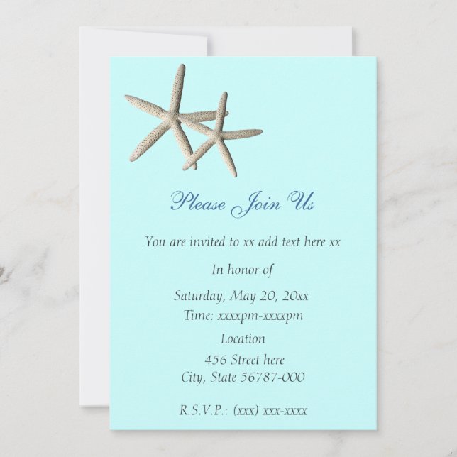 Starfish beach invitation (Front)