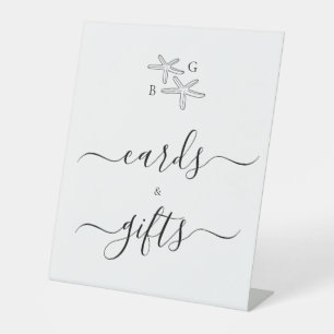 Starfish Beach Monogram Wedding Cards & Gifts Pedestal Sign