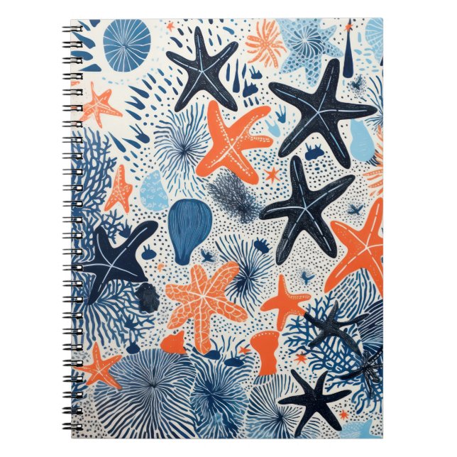 Starfish beach pattern drawing  notebook (Front)