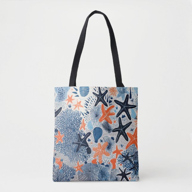 Starfish beach pattern drawing  tote bag (Front)