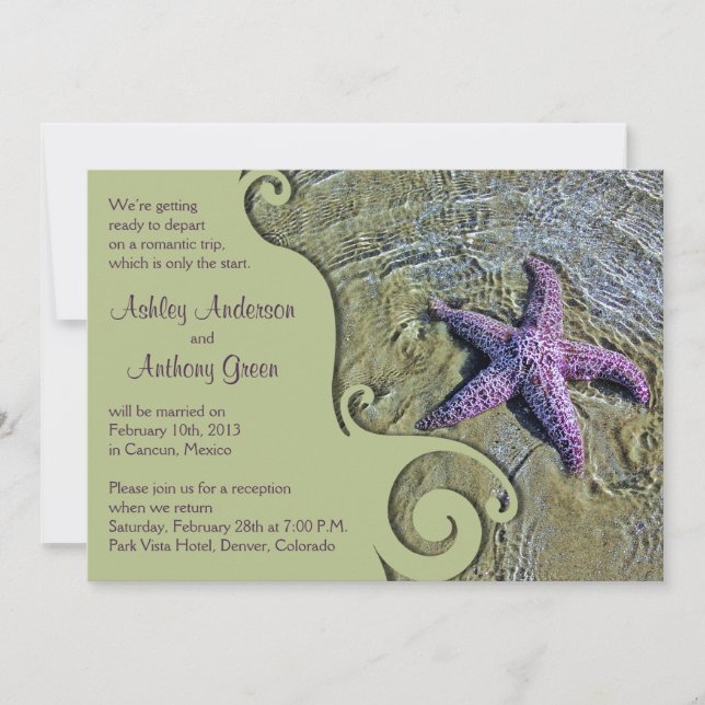 Starfish Beach Post Wedding Reception Only Invitation (Front)