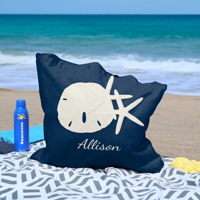 Starfish Beach Sand Dollar Navy Blue Custom Tote Bag (Creator Uploaded)