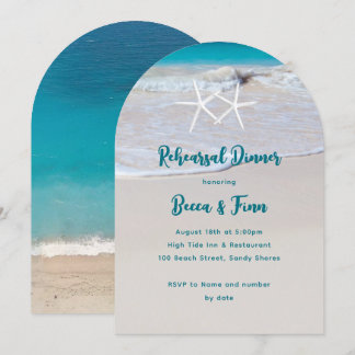 Starfish Beach Sand Rehearsal Dinner Invitation