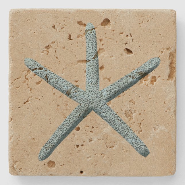 Starfish Beach Sand Rustic Nautical Stone Coaster (Front)