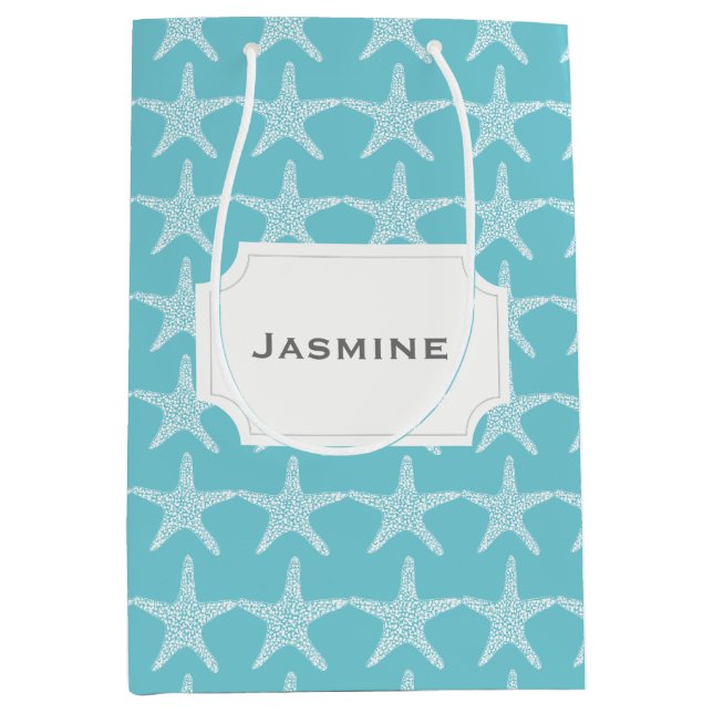 Starfish beach  summer nautical  desi customisable medium gift bag (Front)