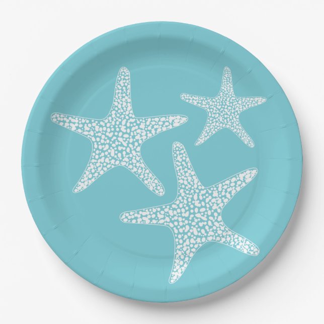 Starfish beach  summer nautical  design paper plate (Front)