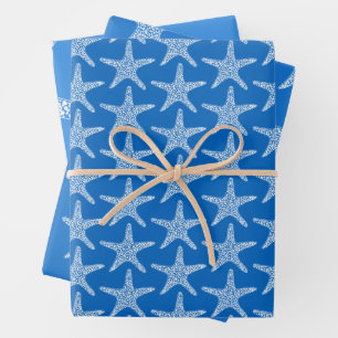  Starfish  Beach Summer Ocean Blue Wedding Wrapping Paper Sheet