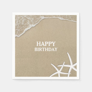 Starfish Beach Theme Happy Birthday Napkin