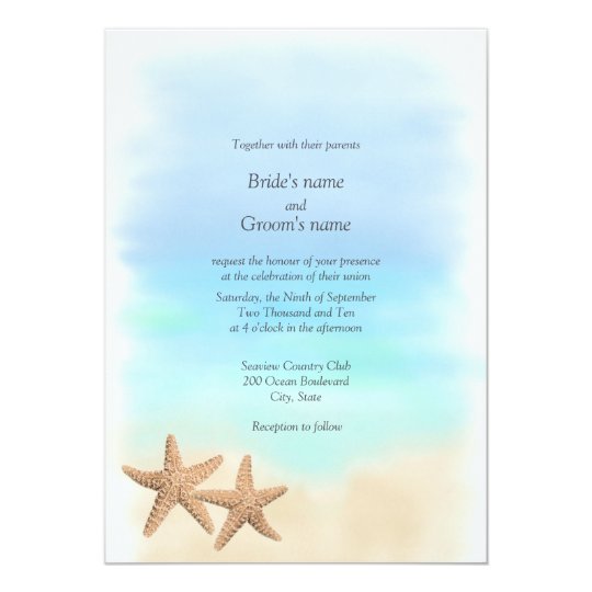Starfish Beach Theme Wedding Invitations