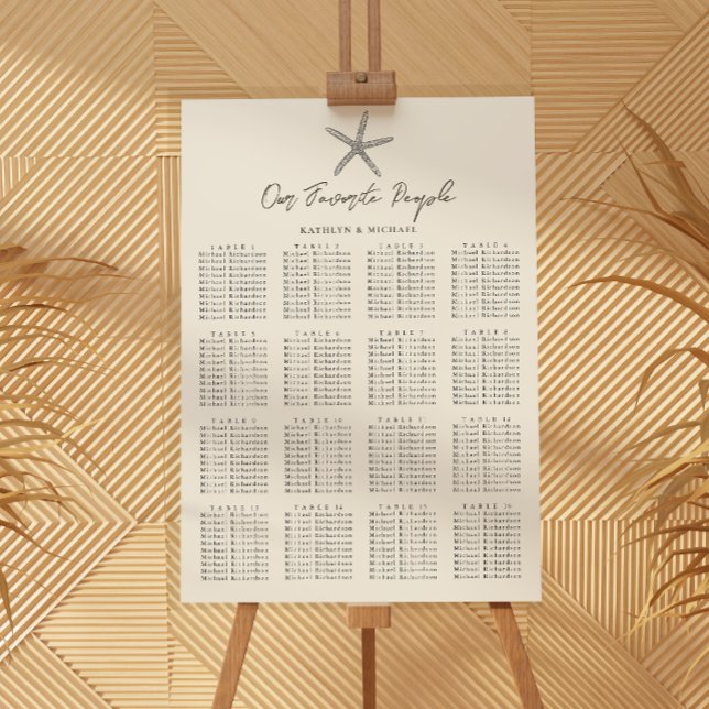 Starfish Beach Wedding 16 Table Seating Charts (Creator Uploaded)