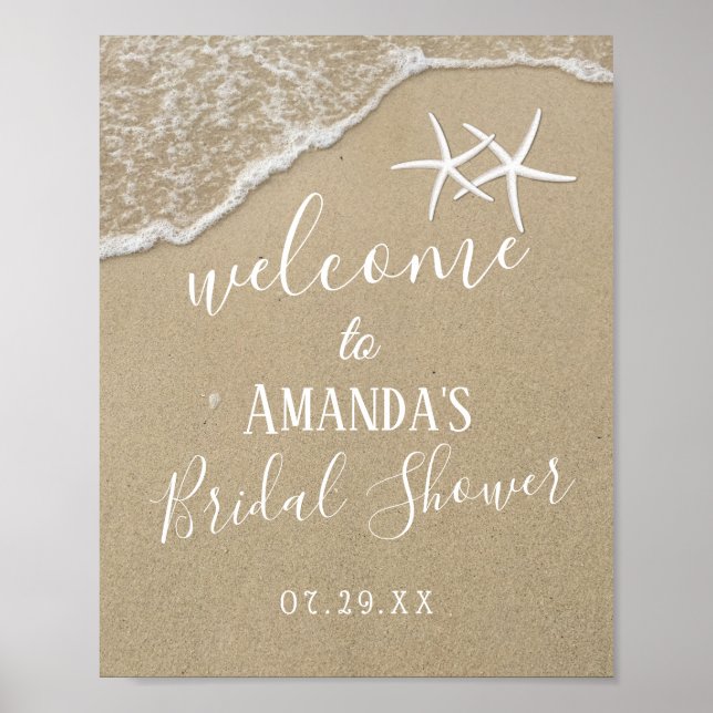 Starfish Beach Wedding Bridal Shower Welcome Poster (Front)