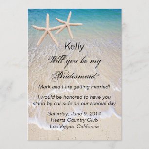 Starfish Beach Wedding Bridesmaid Card