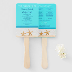  Starfish Beach Wedding ceremony program  Hand Fan