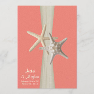 Starfish Beach Wedding Coral Shell Invitation