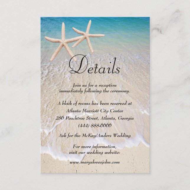 Starfish Beach Wedding Details Enclosure Card (Front)