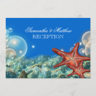 Starfish beach wedding engagement anniversary invitation