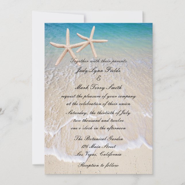 Starfish Beach Wedding Invitation (Front)