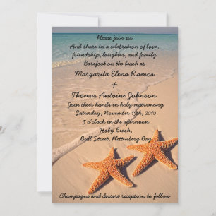 Starfish Beach Wedding Invitation or announcement