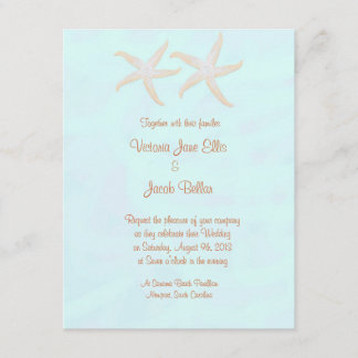starfish beach wedding invitation - pale blue