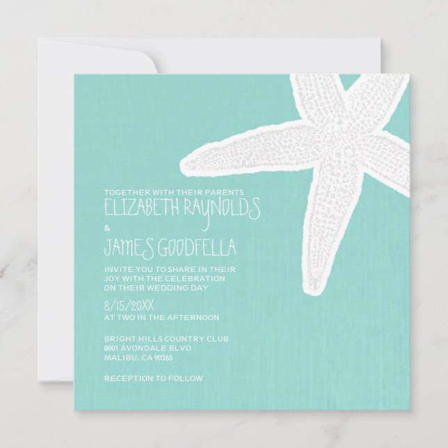 Starfish Beach Wedding Invitations (Front)