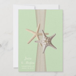 Starfish Beach Wedding Light Green Invitation