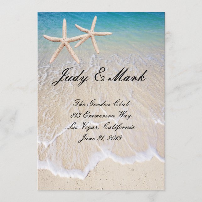 Starfish Beach Wedding Menu Card (Front)