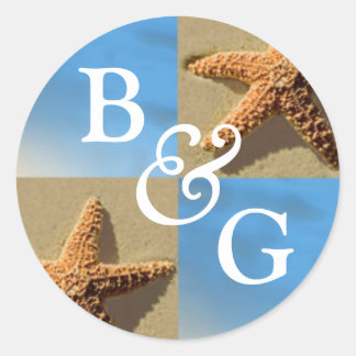 Starfish Beach Wedding Monogram Envelope Seal