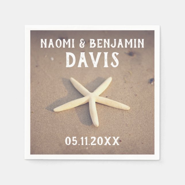 Starfish Beach Wedding Napkins (Front)