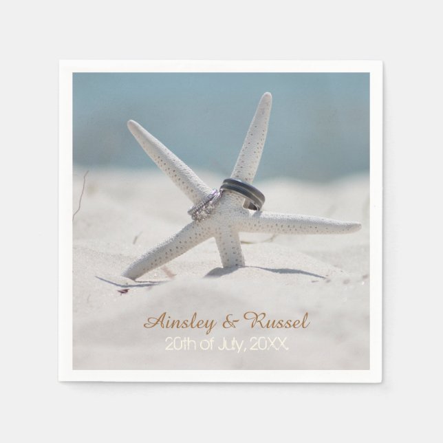 Starfish Beach Wedding Napkins (Front)