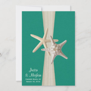 Starfish Beach Wedding Ocean Green Invitation