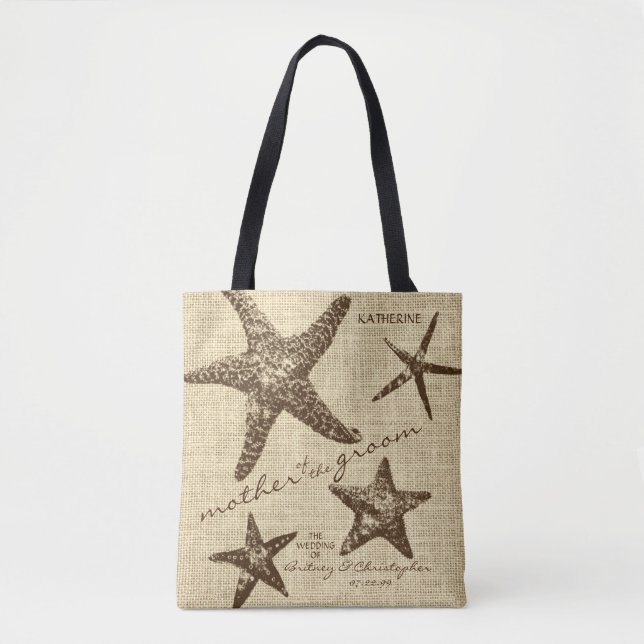 Starfish Beach Wedding Party (Mother of Groom) Tote Bag (Front)