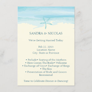 Starfish Beach Wedding Program II Invitation