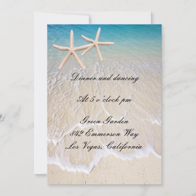 Starfish Beach Wedding Reception Card (Front)