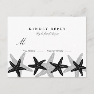 Starfish Beach Wedding RSVP Black & White