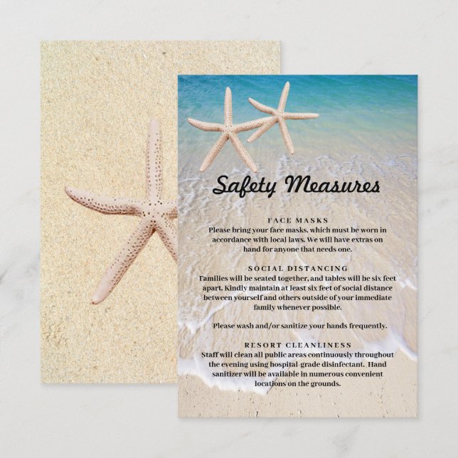 Starfish Beach Wedding Safety Measures Enclosure Card (Front/Back)