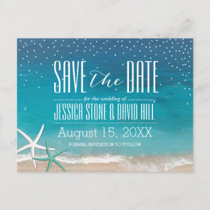 Starfish Beach Wedding Save the Date Announcement Postcard