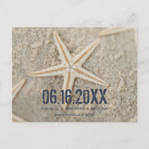 Starfish Beach Wedding Save the Date Postcard