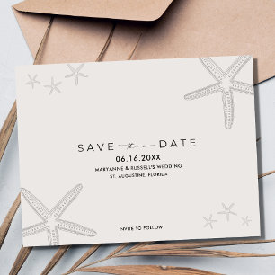 Starfish Beach Wedding Save the Date Postcard