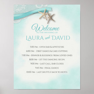 Starfish Beach Wedding Welcome and Timeline Sign