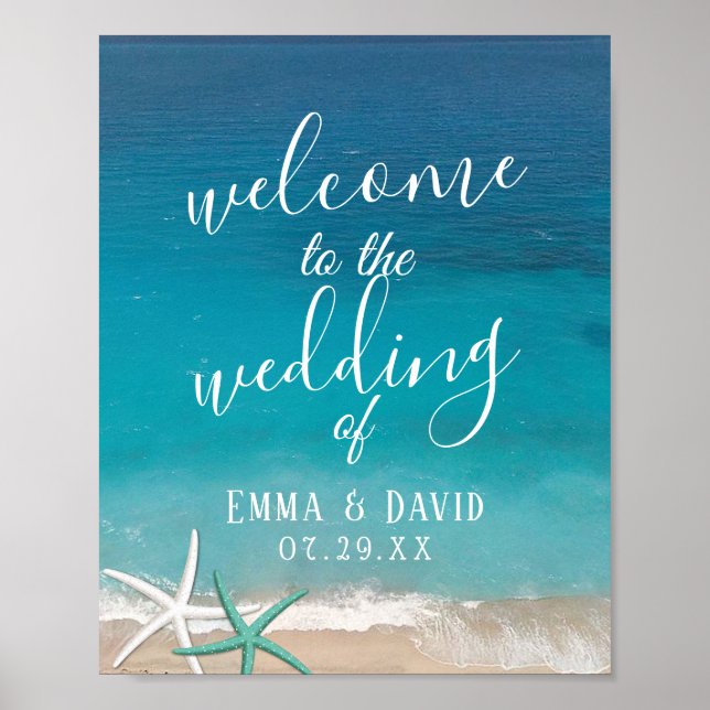 Starfish Beach Wedding Welcome Poster (Front)