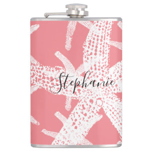 Starfish Birthdays Weddings Bridal Shower Pink Hip Flask
